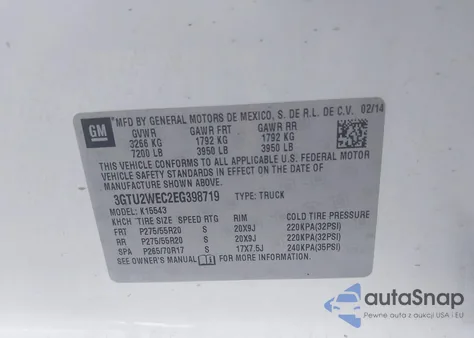 2014 GMC Sierra 1500 Denali из США, поврежденный, VIN 3GTU2WEC2EG398719